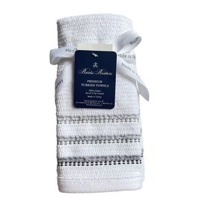 Brooks Brothers Premium Turkish set of 2 Tip Towels white gray NWT